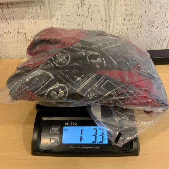 Christopher & Banks Tapestry Blazer Zipper Front women's large red, grey, silver - Picture 7 of 7